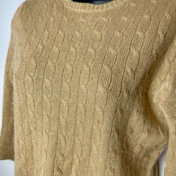 Vintage J. Crew Gold Sparkle Cable Knit Sweater 2000s small - Picture 9 of 10